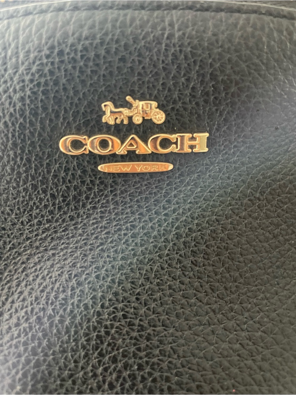 Coach Black Pebbled Leather Shoulder Bag with Gold Logo